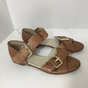 Aldo tan sandals with gold buckle size 7.5